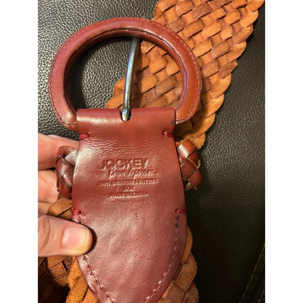 VTG Jockey Woven Leather Belt. Cognac Brown. Women's Size S/M
